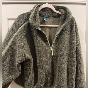 Cozy Olive Green Sherpa Pullover